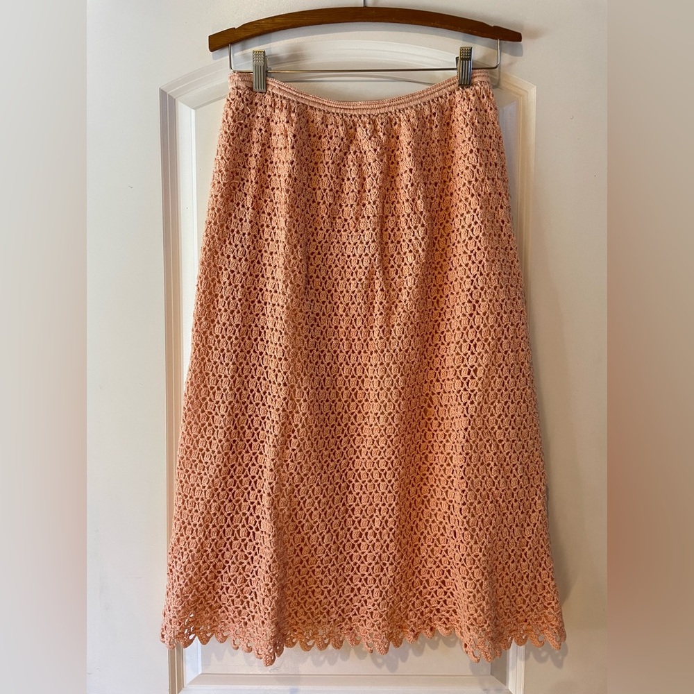 Vintage Boho Crochet Women Midi Skirt sz Medium Cottagecore